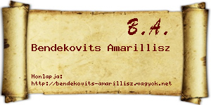 Bendekovits Amarillisz névjegykártya